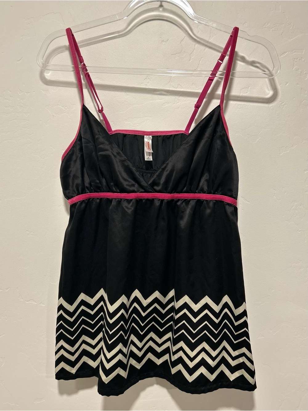 Rare Missoni Women’s Satin Babydoll V-Neck Tank Black with Pink Trim Size Medium